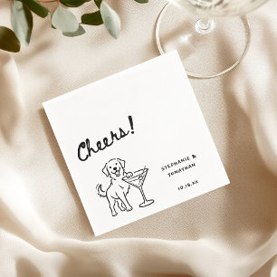 Custom Hand Drawn Golden Retriever Dog Wedding Napkin