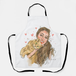 Custom Hand - Drawn Portrait Apron   Personalized