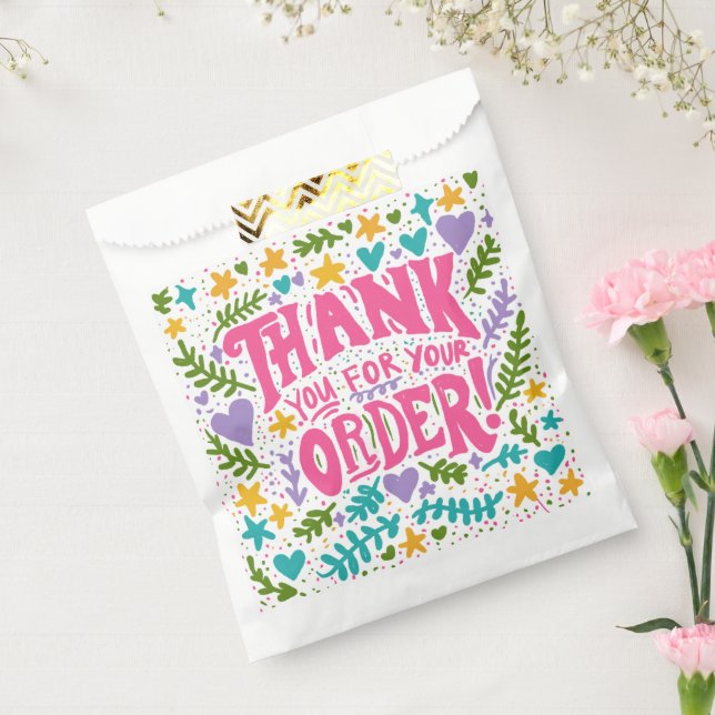 Custom Hand Drawn Thank You for Small Business  Favour Bags (Sealed)