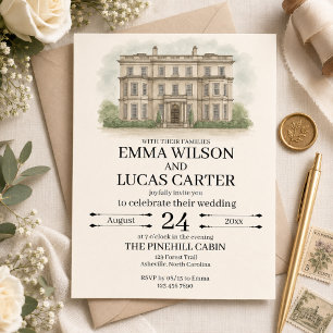 Custom Hand Drawn Venue Illustration Wedding Invit Invitation