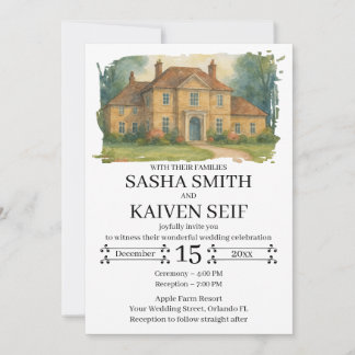Custom Hand Drawn Venue Illustration Wedding Invit Invitation