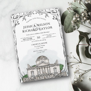 Custom Hand Drawn Venue Illustration Wedding Invitation