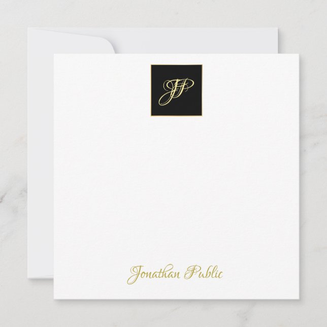 Custom Hand Gold Text Monogram Personalised Card (Front)