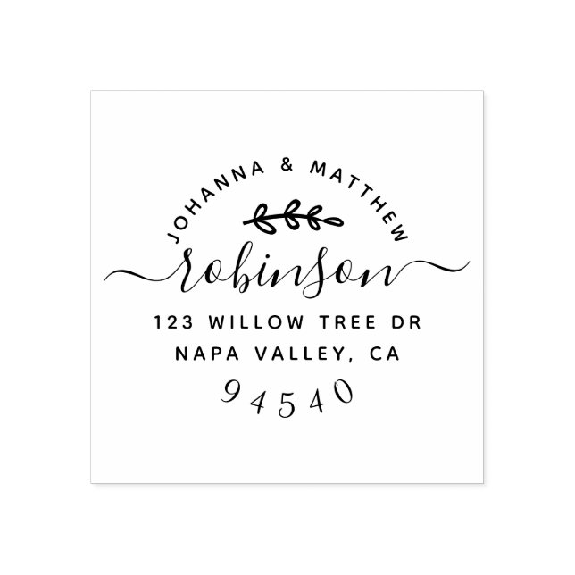 Custom Hand Lettered Script Wedding Return Address Rubber Stamp (Imprint)