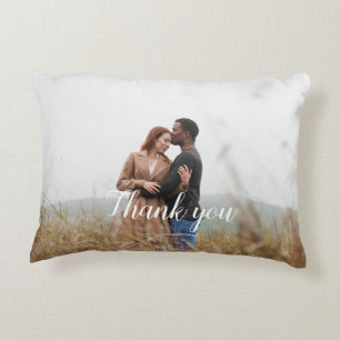 Custom Hand-Lettered "Thank You" Photo Decorative Cushion