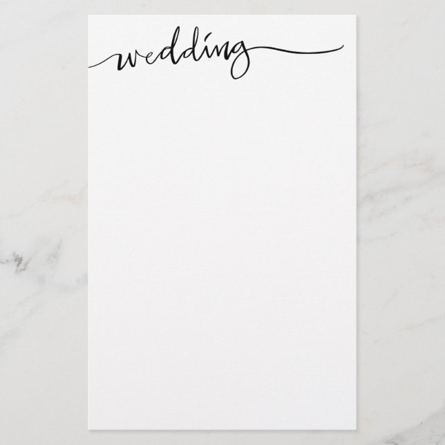 Custom hand lettered wedding stationery paper (Front)