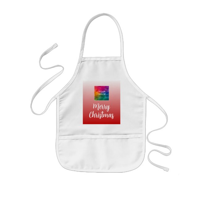 Custom Hand Script Kids Boys Girls Merry Christmas Kids Apron (Front)