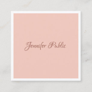 Custom Hand Script Text Modern Simple Template Square Business Card