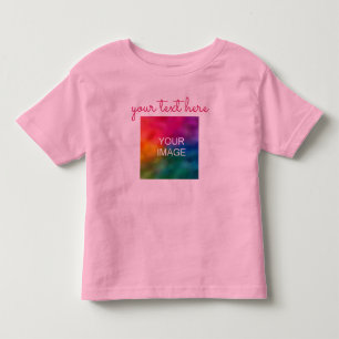 Custom Hand Script Text Upload Photo Pink Baby Toddler T-Shirt