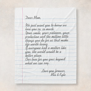 Custom Hand Written Script Letter Love Message Mum Fleece Blanket