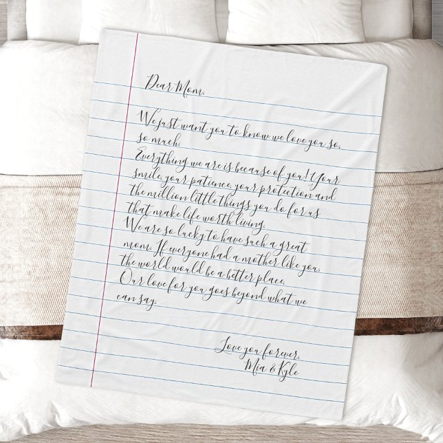 Custom Hand Written Script Letter Love Message Mum Fleece Blanket (Creator Uploaded)