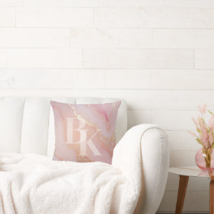 Custom Handle Blush Pink Gold Marble Girl Boss Cushion