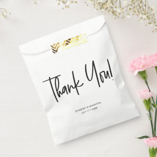 Custom Handlettering Chic Thank You Script Wedding Favour Bags