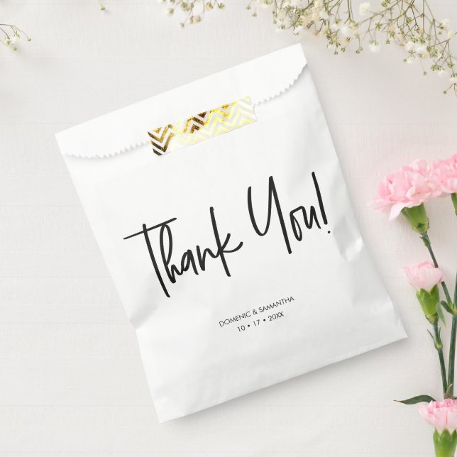 Custom Handlettering Chic Thank You Script Wedding Favour Bags (Sealed)