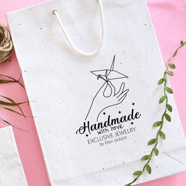 Custom Handmade With Love Business Large Rubber Stamp (Creator Uploaded)