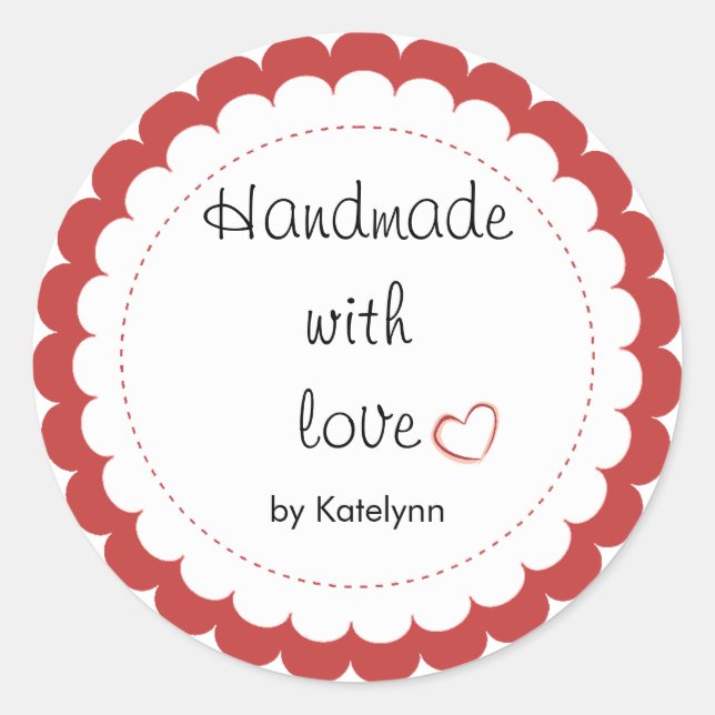 Custom Handmade With Love Party Favour Stickers (Front)