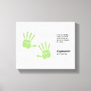 Custom handprint art from child with name, poem canvas print