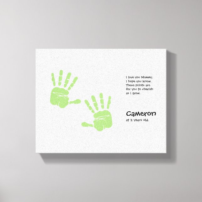 Custom handprint art from child with name, poem canvas print (Front)