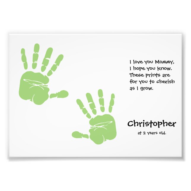 Custom handprint art from child with name, poem photo print (Front)