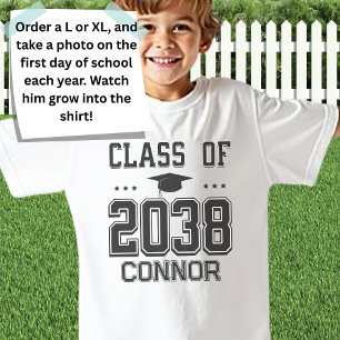Custom Handprint Class of 2038 First Day of School T-Shirt