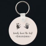 Custom Handprints Best Grandma  Key Ring<br><div class="desc">A sweet keepsake keychain for the best grandma. To add handprints, take a photo of your child’s handprints and upload the photo to your computer. Use a background remover such as the website remove.bg or canva to remove the background. Upload your photo to Zazzle. Please message me if you have...</div>