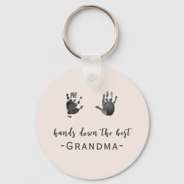 Custom Handprints Best Grandma  Key Ring (Front)