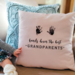 Custom Handprints Best Grandparents  Cushion<br><div class="desc">A sweet keepsake pillow for the best grandparents. To add handprints, take a photo of your child’s handprints and upload the photo to your computer. Use a background remover such as the website remove.bg or canva to remove the background. Upload your photo to Zazzle. Please message me if you have...</div>