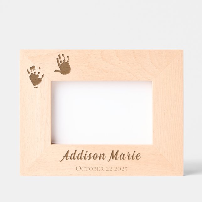 Custom Handprints Newborn New Parents Etched Frames (Front)