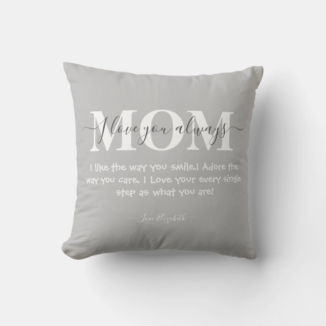 Custom Handwriting Grey, Photo at back Mothers day Cushion (Front)