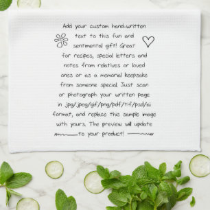 Custom Handwriting or Recipe Tea Towel