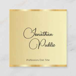 Custom Handwriting Script Faux Gold Template Square Business Card