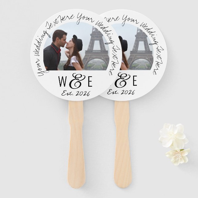 Custom Handwriting Text Program Fan Wedding Favour (Front and Back)
