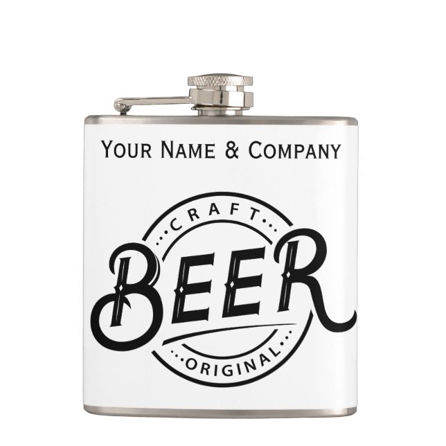 Custom Handwritten Logo Beer Flask (Front)