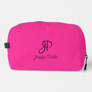 Custom Handwritten Monogram Initial Letter Pink Dopp Kit