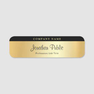 Custom Handwritten Name Modern Chic Glamour Gold Tag