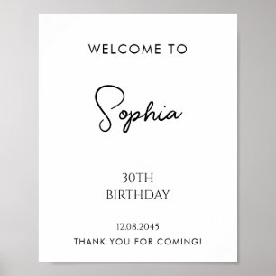 Custom Handwritten Script First Birthday Welcome Poster