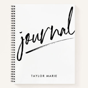 Custom Handwritten Script Journal Black and White