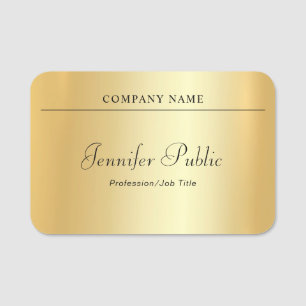 Custom Handwritten Script Modern Elegant Gold Name Tag