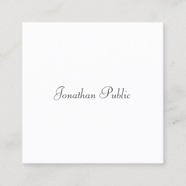 Custom Handwritten Script Modern Elegant Simple Square Business Card (Front)