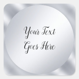 Custom Handwritten Silver Look Elegant Template Square Sticker