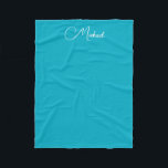 Custom Handwritten Text Names Small Azure Blue Fleece Blanket<br><div class="desc">Custom Trending Create Your Own Template Upload Image Photo Add Typography Script Name or Text Azure Blue & White Small Fleece Blanket. Home Décor / Throw,  High Quality Fleece & Sherpa Blankets Online Shop.</div>