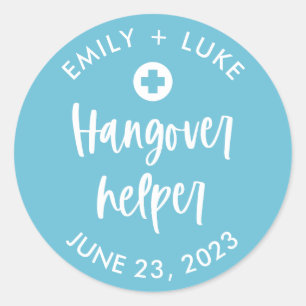 Custom Hangover Helper Wedding Recovery Kit  Classic Round Sticker