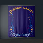 Custom HANUKKAH FAMILY REUNION Photo Backdrop Tapestry<br><div class="desc">Stylish HAPPY HANUKKAH Chanukah photo backdrop,  with CUSTOMIZABLE TEXT. The curved text is CUSTOMIZABLE so you can add your name,  family name or organisation's name. This Hanukkah photo backdrop would be a stylish home decor addition to celebrate Chanukah season. Coordinating gifts and party supplies available.</div>
