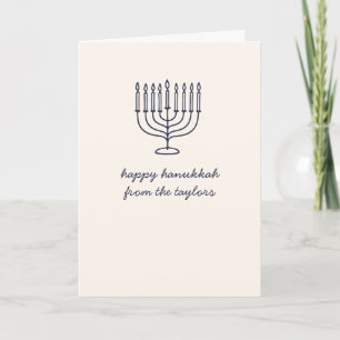 Custom Hanukkah Menorah Minimalist Doodle Letter Holiday Card