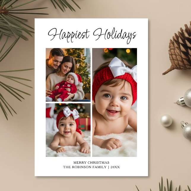 Custom Happiest Holidays Family Photo Greeting Holiday Card (Creator Uploaded)