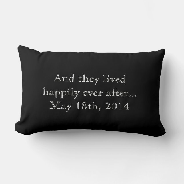 Custom Happily Ever After Wedding Gift Keepsake Lumbar Cushion (Front)