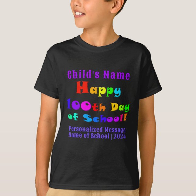 Custom Happy 100th Day of School Kids' T-Shirt (Front)