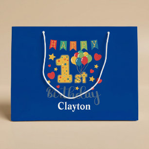 Custom Happy 1st Birthday Large Gift Bag