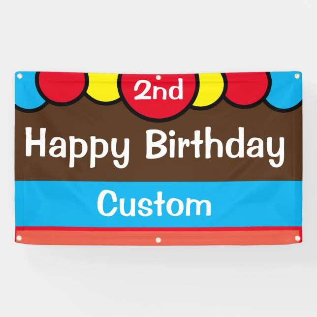 Custom Happy 2nd Birthday Banner (Horizontal)