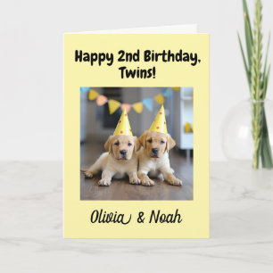 Custom Happy 2nd Birthday Congratulations, Twins Card